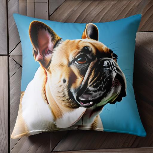 青背景 フレンチブルドッグ クッションカバー 45×45cm アニマル柄 おしゃれ 可愛い クッション本体付き..