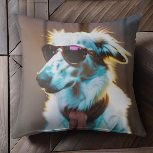 サングラス ボルゾイ ネクタイ ジャケット クッションカバー 45×45cm アニマル柄 おしゃれ 可愛い クッション本体付き 正方形 犬ファン