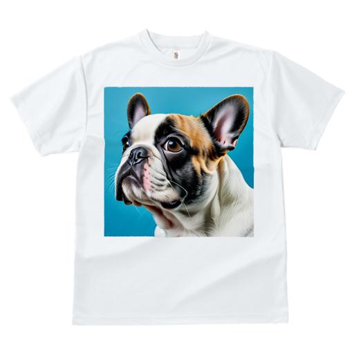 Tシャツ レディース 犬ファン 半袖 春夏 犬柄 プリント カジュアル かわいい 人間用 フィットネス ダンス 青い背景 フレンチブルドッグ