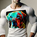 長袖Tシャツ 人間用 メンズ 秋春夏 プリント レジャー アウトドア カジュアル かわいい 犬ファン アート ラブラドールレトリバー カラフル 近未来