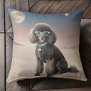 砂漠 プードル メガネ 満月 夜空 クッションカバー 45×45cm アニマル柄 おしゃれ 可愛い クッション本体付き 正方形 犬ファン