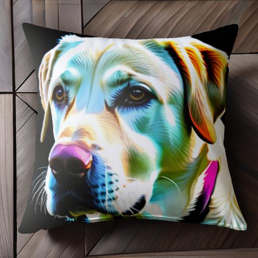カラフル ラブラドールレトリバー ポップアート アートワーク クッションカバー 45×45cm アニマル柄 お..