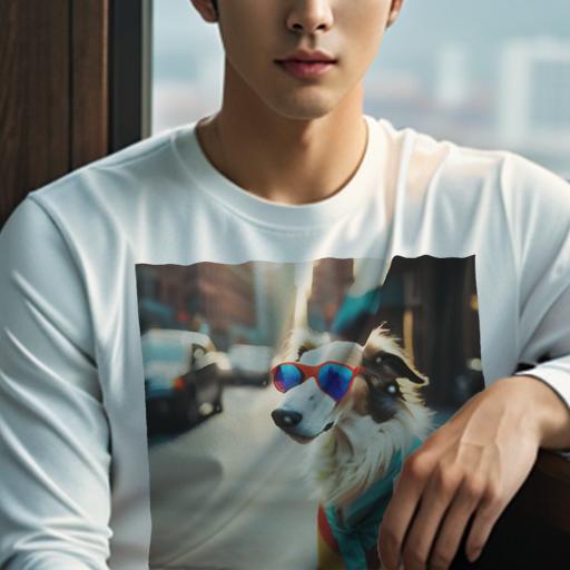 長袖Tシャツ 人間用 メンズ 秋春夏 プリント レジャー アウトドア カジュアル かわいい 犬ファン サングラス ボーダーコリー 街 車