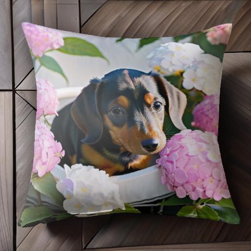 紫陽花 ダックスフンド 花 バケツ かわいい 癒し クッションカバー 45×45cm アニマル柄 おしゃれ 可愛い クッション本体付き 正方形 犬ファン 紫陽花 ダックスフンド 花 バケツ かわいい 癒し クッションカバー 45×45cm アニマル柄 おしゃれ 可愛い クッション本体付き 正方形 犬ファン
