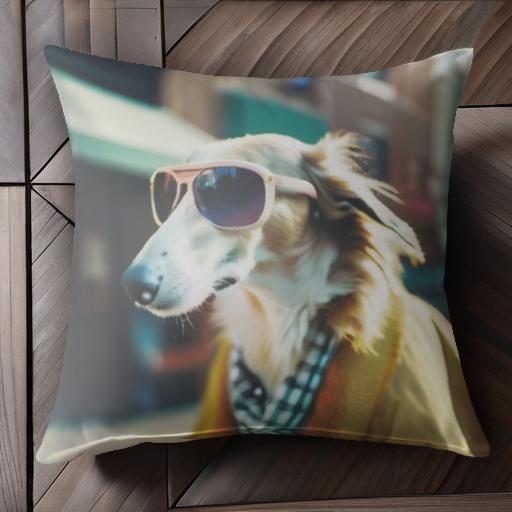 サングラス サルーキ ジャケット 通り クッションカバー 45×45cm アニマル柄 おしゃれ 可愛い クッショ..