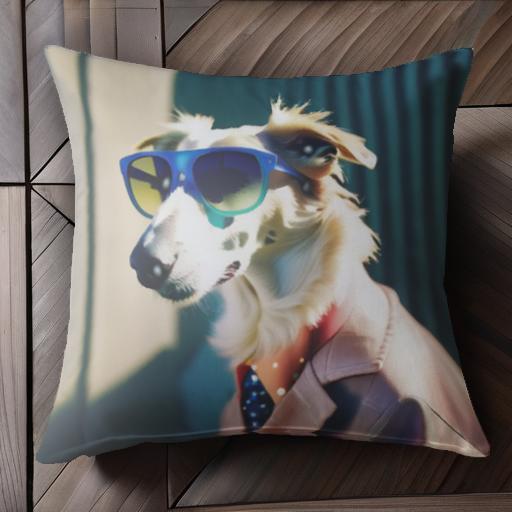サングラス ボルゾイ スーツ ネクタイ クッションカバー 45×45cm アニマル柄 おしゃれ 可愛い クッション本体付き 正方形 犬ファン