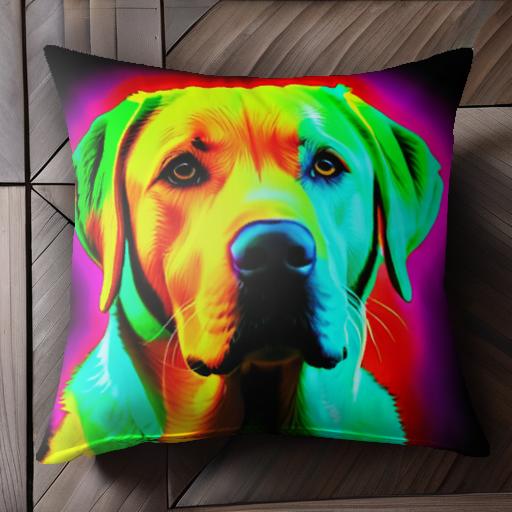 カラフル ラブラドールレトリーバー 虹色 ポップアート クッションカバー 45×45cm アニマル柄 おしゃれ..