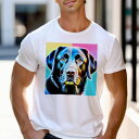 Tシャツ メンズ キッズ 犬ファン 半袖 春夏 犬柄 プリント カジュアル かわいい 人間用 フィットネス ダンス カラフル ラブラドールレトリバー アート