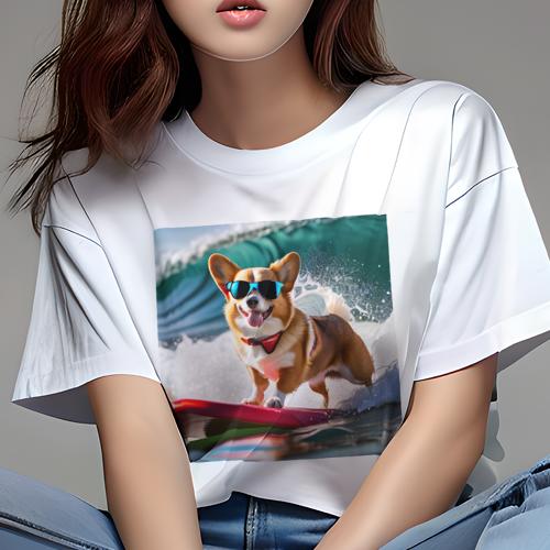Tシャツ レディース 犬ファン 半袖 春夏 犬柄 プリント カジュアル かわいい 人間用 フィットネス ダン..