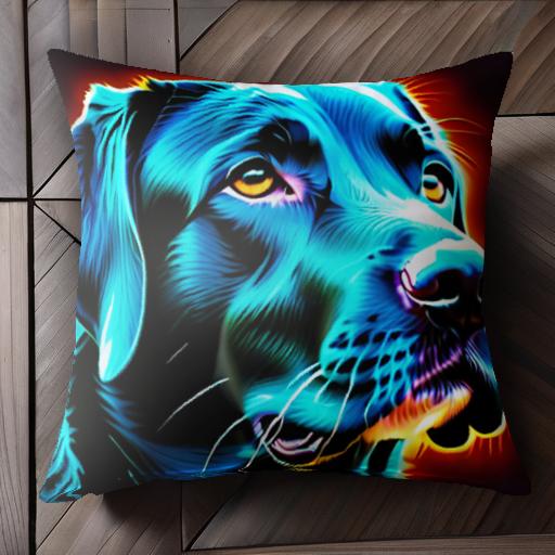 ネオン ラブラドールレトリバー 犬 アート カラフル クッションカバー 45×45cm アニマル柄 おしゃれ 可..