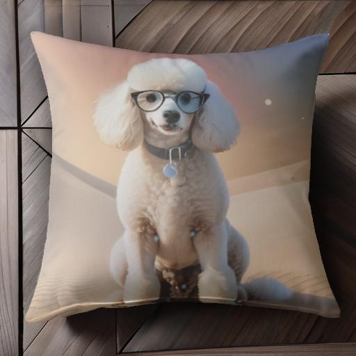 メガネ プードル 砂漠 夕暮れ クッションカバー 45×45cm アニマル柄 おしゃれ 可愛い クッション本体付..