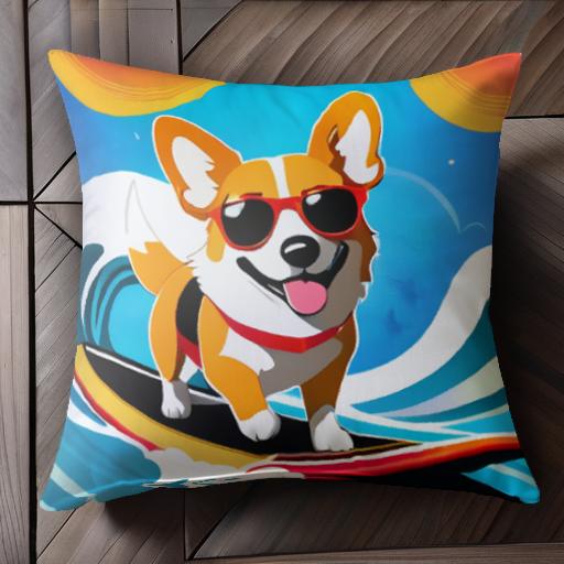 サーフィン コーギー サングラス 波 太陽 クッションカバー 45×45cm アニマル柄 おしゃれ 可愛い クッション本体付き 正方形 犬ファン サーフィン コーギー サングラス 波 太陽 クッションカバー 45×45cm アニマル柄 おしゃれ 可愛い クッション本体付き 正方形 犬ファン