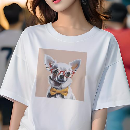 Tシャツ レディース 犬ファン 半袖 春夏 犬柄 プリント カジュアル かわいい 人間用 フィットネス ダンス 眼鏡 チワワ 蝶ネクタイ Tシャツ レディース 犬ファン 半袖 春夏 犬柄 プリント カジュアル かわいい 人間用 フィットネス ダンス 眼鏡 チワワ 蝶ネクタイ