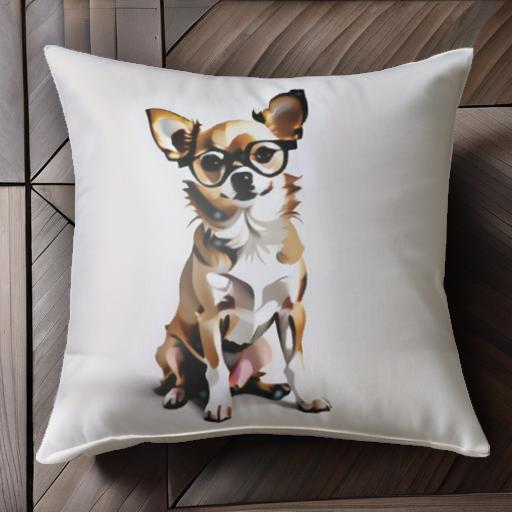 メガネ チワワ クッションカバー 45×45cm アニマル柄 おしゃれ 可愛い クッション本体付き 正方形 犬ファン