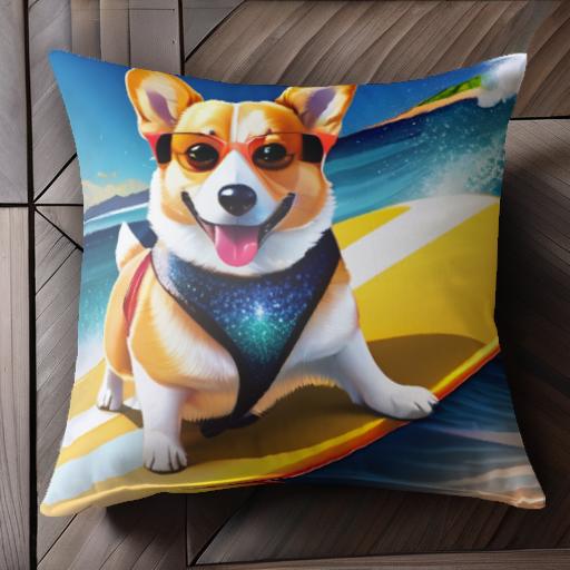 サーフィン コーギー 海 砂浜 サングラス 波 クッションカバー 45×45cm アニマル柄 おしゃれ 可愛い クッション本体付き 正方形 犬ファン サーフィン コーギー 海 砂浜 サングラス 波 クッションカバー 45×45cm アニマル柄 おしゃれ 可愛い クッション本体付き 正方形 犬ファン