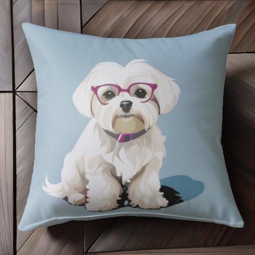 サングラス マルチーズ クッションカバー 45×45cm アニマル柄 おしゃれ 可愛い クッション本体付き 正方形 犬ファン
