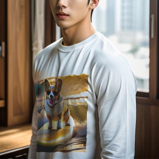 長袖Tシャツ 人間用 メンズ 秋春夏 プリント レジャー アウトドア カジュアル かわいい 犬ファン サーフボード ウェルシュコーギー 夕日 サングラス 海 波 長袖Tシャツ 人間用 メンズ 秋春夏 プリント レジャー アウトドア カジュアル かわいい 犬ファン サーフボード ウェルシュコーギー 夕日 サングラス 海 波