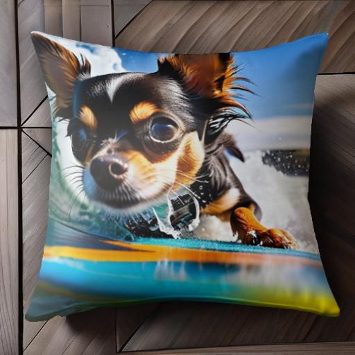 サーフィン チワワ 波 海 ビーチ 青空 クッションカバー 45×45cm アニマル柄 おしゃれ 可愛い クッション本体付き 正方形 犬ファン サーフィン チワワ 波 海 ビーチ 青空 クッションカバー 45×45cm アニマル柄 おしゃれ 可愛い クッション本体付き 正方形 犬ファン