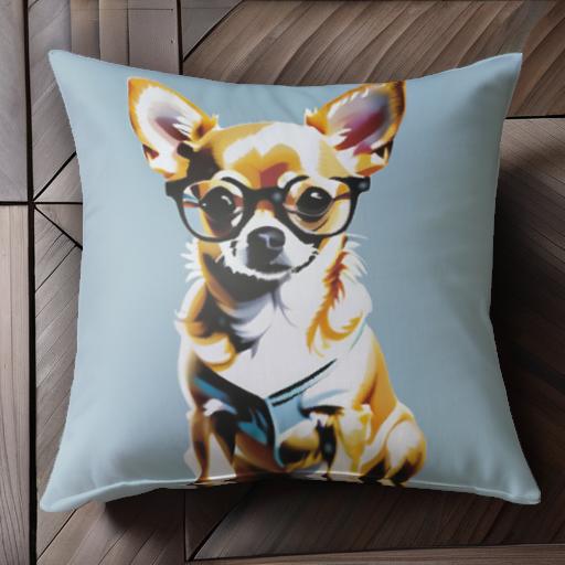 眼鏡 チワワ かわいい おしゃれ クッションカバー 45×45cm アニマル柄 可愛い クッション本体付き 正方形 犬ファン