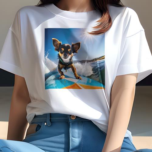 Tシャツ レディース 犬ファン 半袖 春夏 犬柄 プリント カジュアル かわいい 人間用 フィットネス ダンス サーフィン チワワ 海 太陽 波 Tシャツ レディース 犬ファン 半袖 春夏 犬柄 プリント カジュアル かわいい 人間用 フィットネス ダンス サーフィン チワワ 海 太陽 波