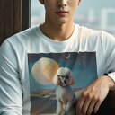 長袖Tシャツ 人間用 メンズ 秋春夏 プリント レジャー アウトドア カジュアル かわいい 犬ファン 砂漠 プードル 月 星 メガネ