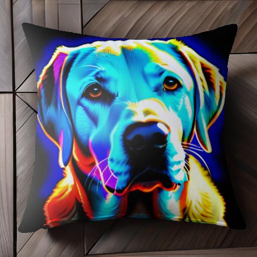 カラフル ラブラドールレトリバー ポップアート 蛍光 犬 芸術 クッションカバー 45×45cm アニマル柄 お..
