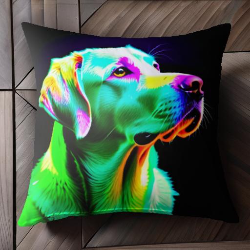 サイケデリック ラブラドールレトリーバー カラフル アート 犬 クッションカバー 45×45cm アニマル柄 おしゃれ 可愛い クッション本体付き 正方形 犬ファン