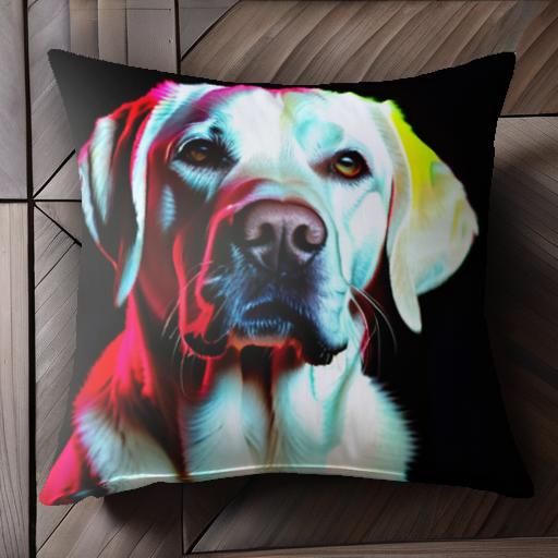カラフル ラブラドールレトリバー 光 黒背景 クッションカバー 45×45cm アニマル柄 おしゃれ 可愛い クッション本体付き 正方形 犬ファン