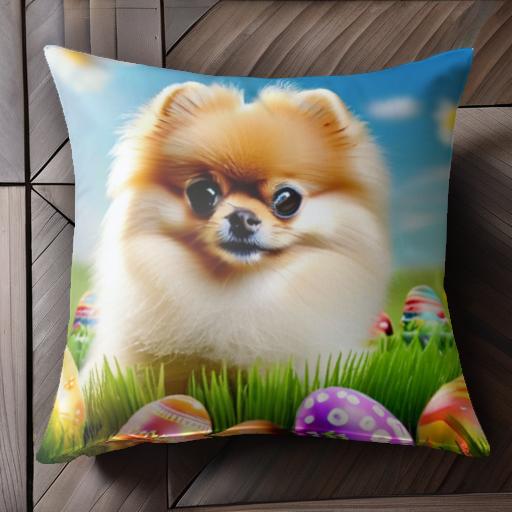 草 ポメラニアン イースターエッグ 空 花 クッションカバー 45×45cm アニマル柄 おしゃれ 可愛い クッション本体付き 正方形 犬ファン 草 ポメラニアン イースターエッグ 空 花 クッションカバー 45×45cm アニマル柄 おしゃれ 可愛い クッション本体付き 正方形 犬ファン