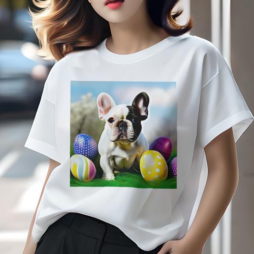 Tシャツ レディース 犬ファン 半袖 春夏 犬柄 プリント カジュアル かわいい 人間用 フィットネス ダンス イースターエッグ フレンチブルドッグ 草 空 Tシャツ レディース 犬ファン 半袖 春夏 犬柄 プリント カジュアル かわいい 人間用 フィットネス ダンス イースターエッグ フレンチブルドッグ 草 空