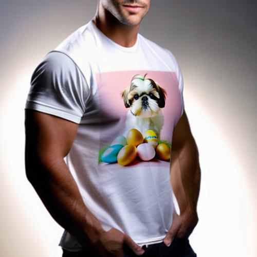 Tシャツ メンズ キッズ 犬ファン 半袖 春夏 犬柄 プリント カジュアル かわいい 人間用 フィットネス ダンス イースターエッグ シーズー カラフル 草 ピンク背景 Tシャツ メンズ キッズ 犬ファン 半袖 春夏 犬柄 プリント カジュアル かわいい 人間用 フィットネス ダンス イースターエッグ シーズー カラフル 草 ピンク背景