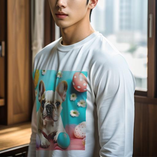 長袖Tシャツ 人間用 メンズ 秋春夏 プリント レジャー アウトドア カジュアル かわいい 犬ファン イースターエッグ フレンチブルドッグ 花 背景 長袖Tシャツ 人間用 メンズ 秋春夏 プリント レジャー アウトドア カジュアル かわいい 犬ファン イースターエッグ フレンチブルドッグ 花 背景