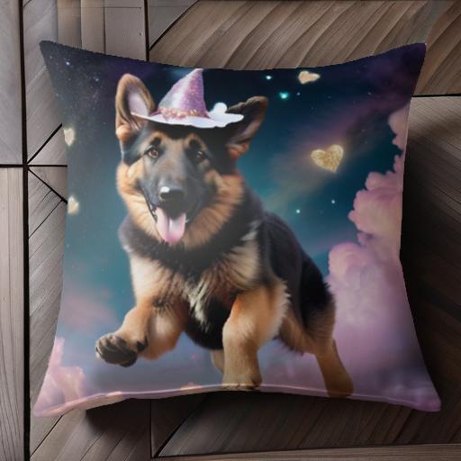 魔法の帽子 ジャーマンシェパード ハート ピンクの雲 夜空 クッションカバー 45×45cm アニマル柄 おしゃれ 可愛い クッション本体付き 正方形 犬ファン 魔法の帽子 ジャーマンシェパード ハート ピンクの雲 夜空 クッションカバー 45×45cm アニマル柄 おしゃれ 可愛い クッション本体付き 正方形 犬ファン