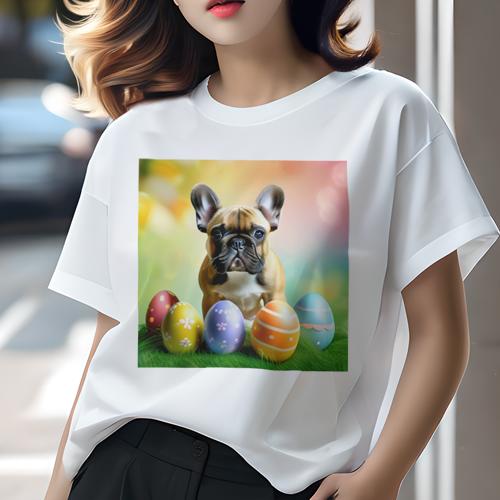 Tシャツ レディース 犬ファン 半袖 春夏 犬柄 プリント カジュアル かわいい 人間用 フィットネス ダンス イースターエッグ フレンチブルドッグ 色鮮やか 春 芝生 背景ぼかし Tシャツ レディース 犬ファン 半袖 春夏 犬柄 プリント カジュアル かわいい 人間用 フィットネス ダンス イースターエッグ フレンチブルドッグ 色鮮やか 春 芝生 背景ぼかし