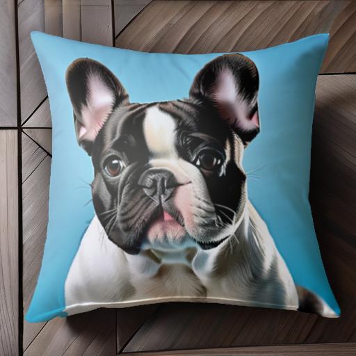 青背景 フレンチブルドッグ 耳 かわいい ペット クッションカバー 45×45cm アニマル柄 おしゃれ 可愛い クッション本体付き 正方形 犬ファン