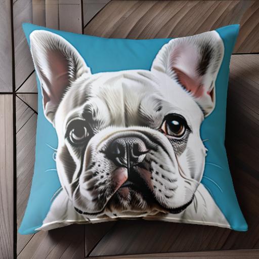 青い背景 フレンチブルドッグ かわいい犬 イラスト クッションカバー 45×45cm アニマル柄 おしゃれ 可..