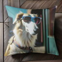 サングラス サルーキ 黄色いコート 都市の背景 クッションカバー 45×45cm アニマル柄 おしゃれ 可愛い クッション本体付き 正方形 犬ファン