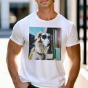 Tシャツ メンズ キッズ 犬ファン 半袖 春夏 犬柄 プリント カジュアル かわいい 人間用 フィットネス ダンス サングラス サルーキ 黄色いコート 都市の背...