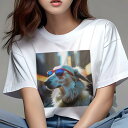 Tシャツ レディース 犬ファン 半袖 春夏 犬柄 プリント カジュアル かわいい 人間用 フィットネス ダンス サングラス サルーキ 黄色いコート 都市の背景 ...