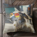 サングラス サルーキ 黄色いコート 都市の背景 クッションカバー 45×45cm アニマル柄 おしゃれ 可愛い クッション本体付き 正方形 犬ファン
