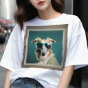 Tシャツ メンズ キッズ 犬ファン 半袖 春夏 犬柄 プリント カジュアル かわいい 人間用 フィットネス ダンス サングラス サルーキ 黄色いコート 都市の背...