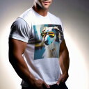 Tシャツ メンズ キッズ 犬ファン 半袖 春夏 犬柄 プリント カジュアル かわいい 人間用 フィットネス ダンス サングラス サルーキ 黄色いコート 都市の背...