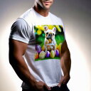 Tシャツ メンズ キッズ 犬ファン 半袖 春夏 犬柄 プリント カジュアル かわいい 人間用 フィットネス ダンス サングラス サルーキ 黄色いコート 都市の背...