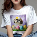 Tシャツ レディース 犬ファン 半袖 春夏 犬柄 プリント カジュアル かわいい 人間用 フィットネス ダンス サングラス サルーキ 黄色いコート 都市の背景 ...