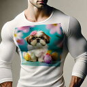 長袖Tシャツ 人間用 メンズ 秋春夏 プリント レジャー アウトドア カジュアル かわいい 犬ファン サングラス サルーキ 黄色いコート 都市の背景 クッション...