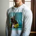 長袖Tシャツ 人間用 メンズ 秋春夏 プリント レジャー アウトドア カジュアル かわいい 犬ファン サングラス サルーキ 黄色いコート 都市の背景 クッション...