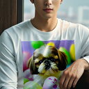 長袖Tシャツ 人間用 メンズ 秋春夏 プリント レジャー アウトドア カジュアル かわいい 犬ファン サングラス サルーキ 黄色いコート 都市の背景 クッション...