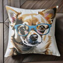 サングラス サルーキ 黄色いコート 都市の背景 クッションカバー 45×45cm アニマル柄 おしゃれ 可愛い クッション本体付き 正方形 犬ファン
