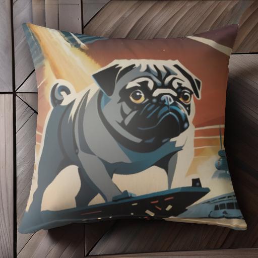 ロケット パグ 宇宙 宇宙船 空 クッションカバー 45×45cm アニマル柄 おしゃれ 可愛い クッション本体..