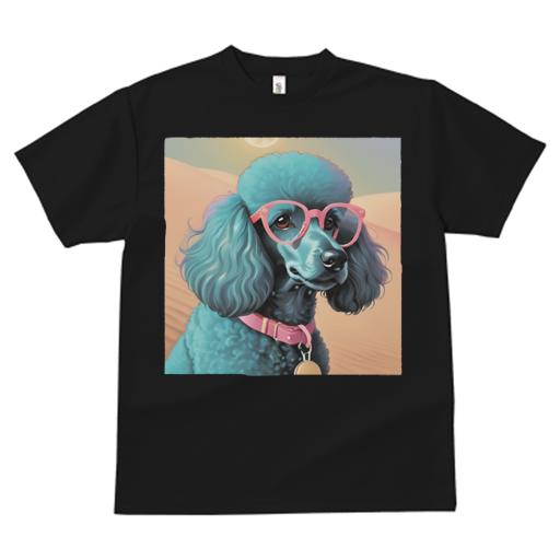 Tシャツ メンズ キッズ 犬ファン 半袖 春夏 犬柄 プリント カジュアル かわいい 人間用 フィットネス ダンス ピンクの眼鏡 プードル 砂漠 日差し